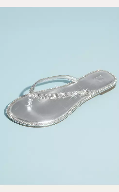 Metallic Thong Sandals with Pave Crystal Trim Image 1