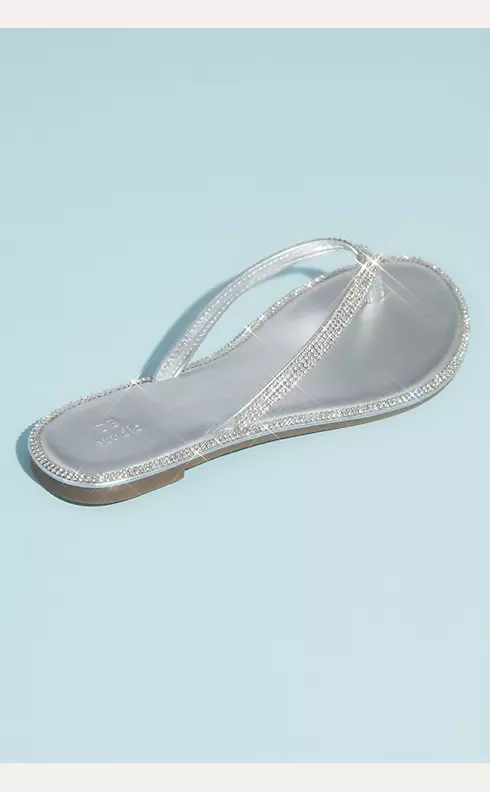 Metallic Thong Sandals with Pave Crystal Trim Image 2