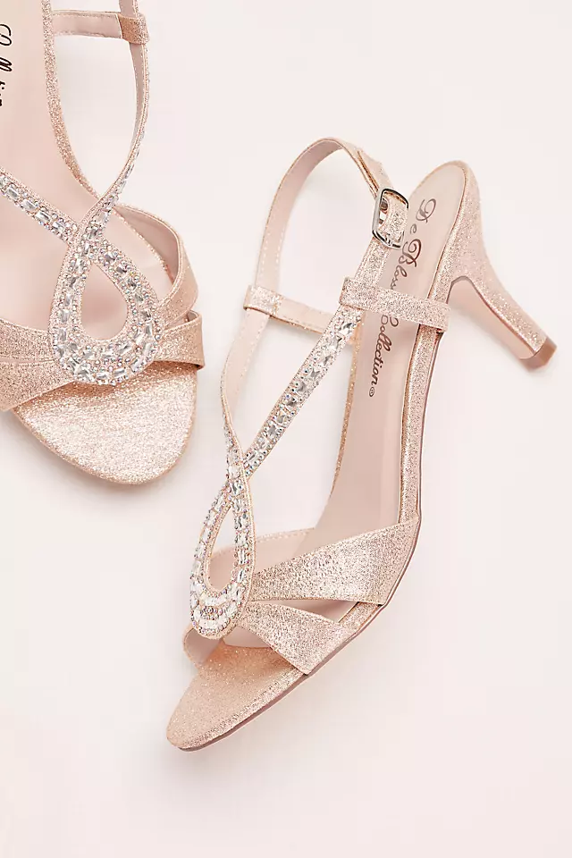 Low Heel Glitter and Crystal Embellished T-Strap Image 4