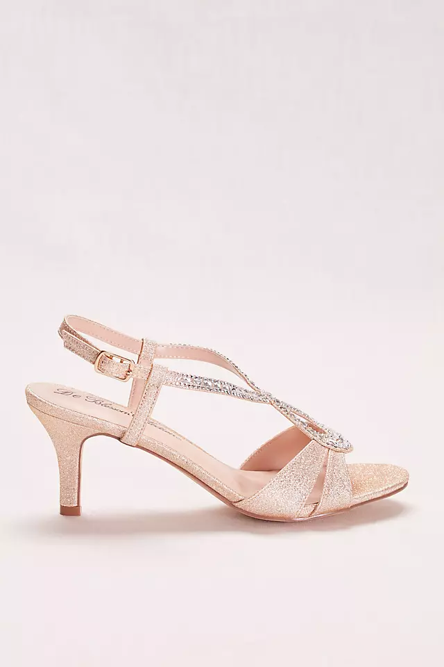 Low Heel Glitter and Crystal Embellished T-Strap Image 2