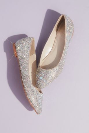 Crystal and Iridescent Stone Ballet Flats David s Bridal