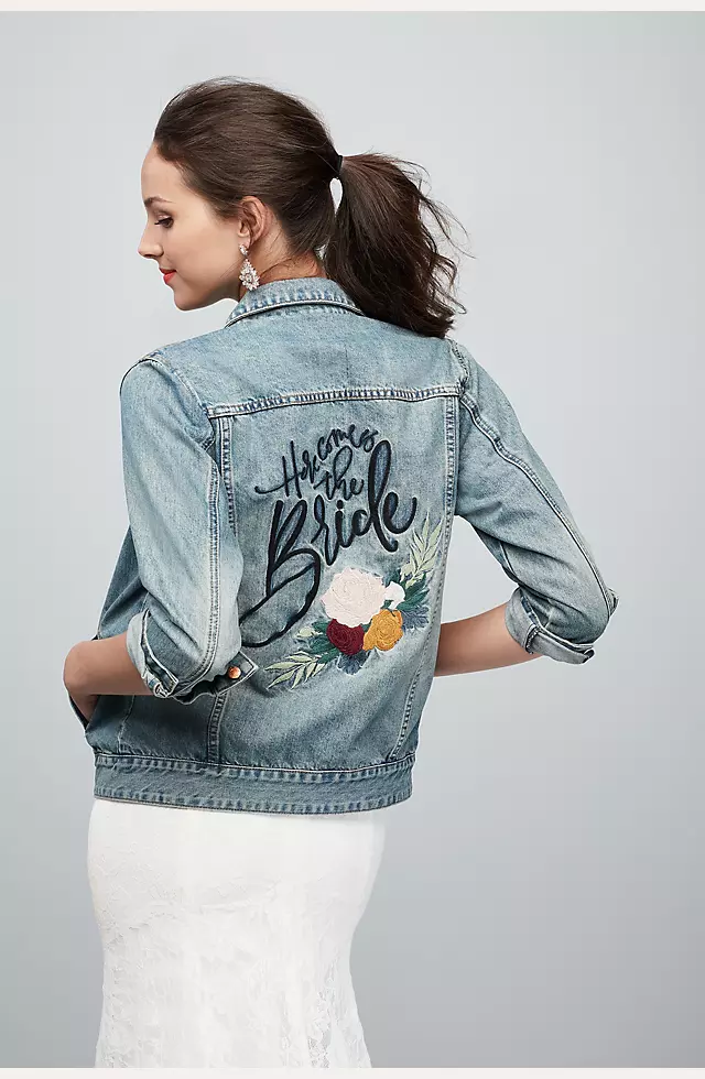 Here Comes The Bride Embroidered Jean Jacket Image