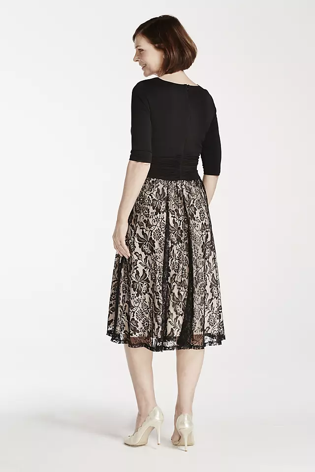 3/4 Sleeve Jersey Dress with Floral Lace Skirt Image 2