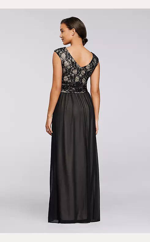 Long Lace Gown with Embellished Sequin Bodice Image 2