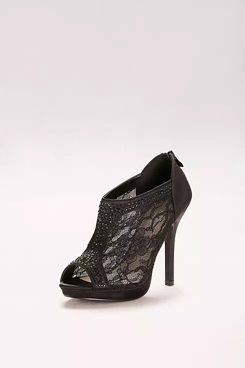 Lace High Heel Shootie with Crystals Image 1