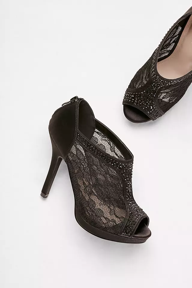Lace High Heel Shootie with Crystals Image 4