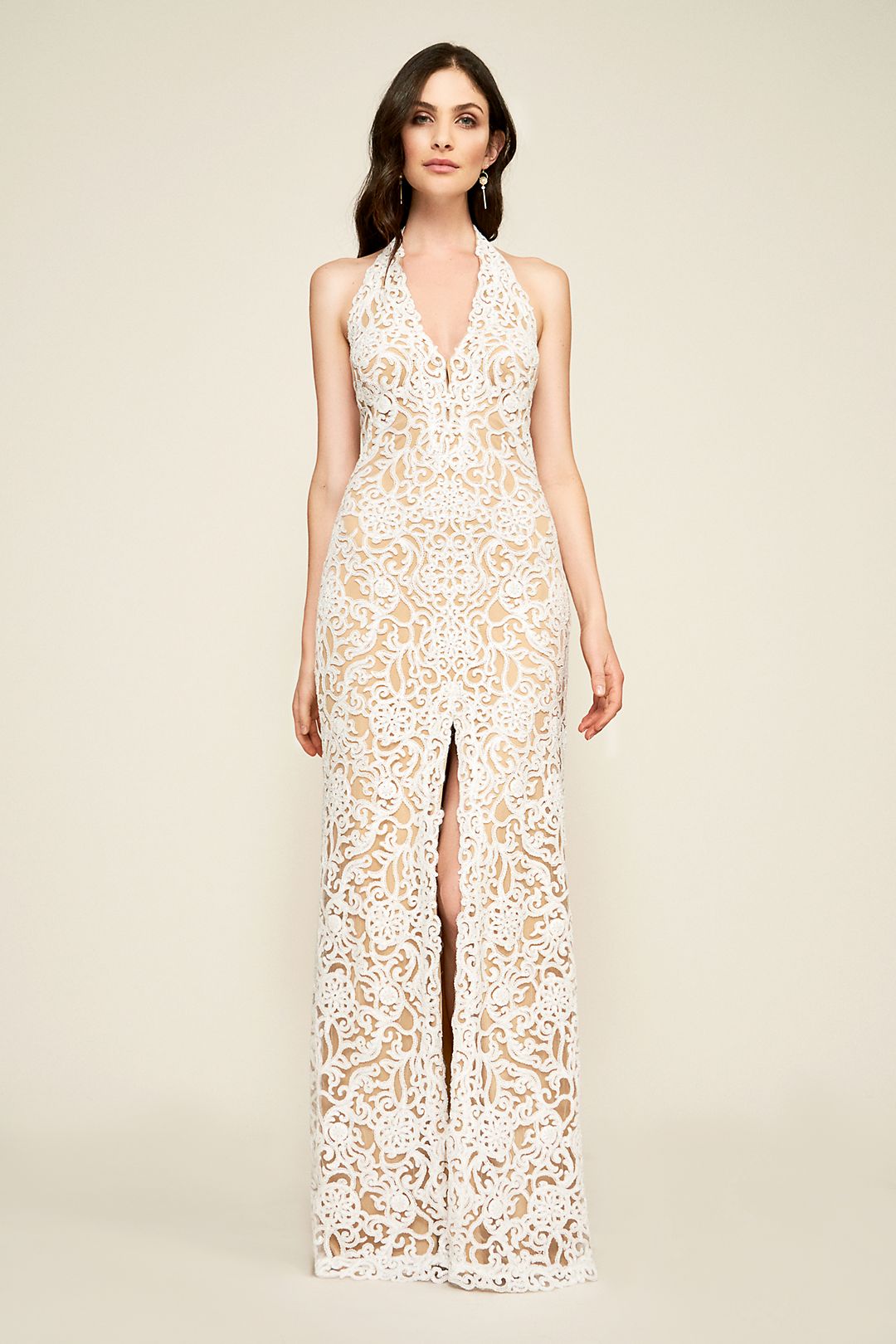 Elanor Sequin Embroidered Halter Wedding Dress Image 1