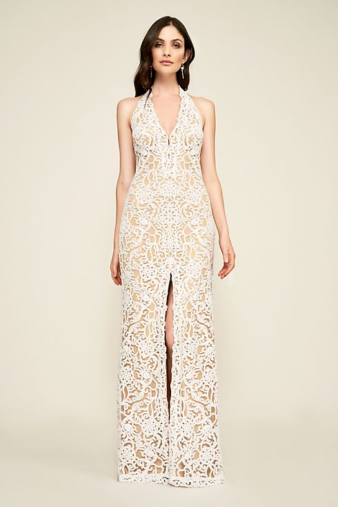 Elanor Sequin Embroidered Halter Wedding Dress Image