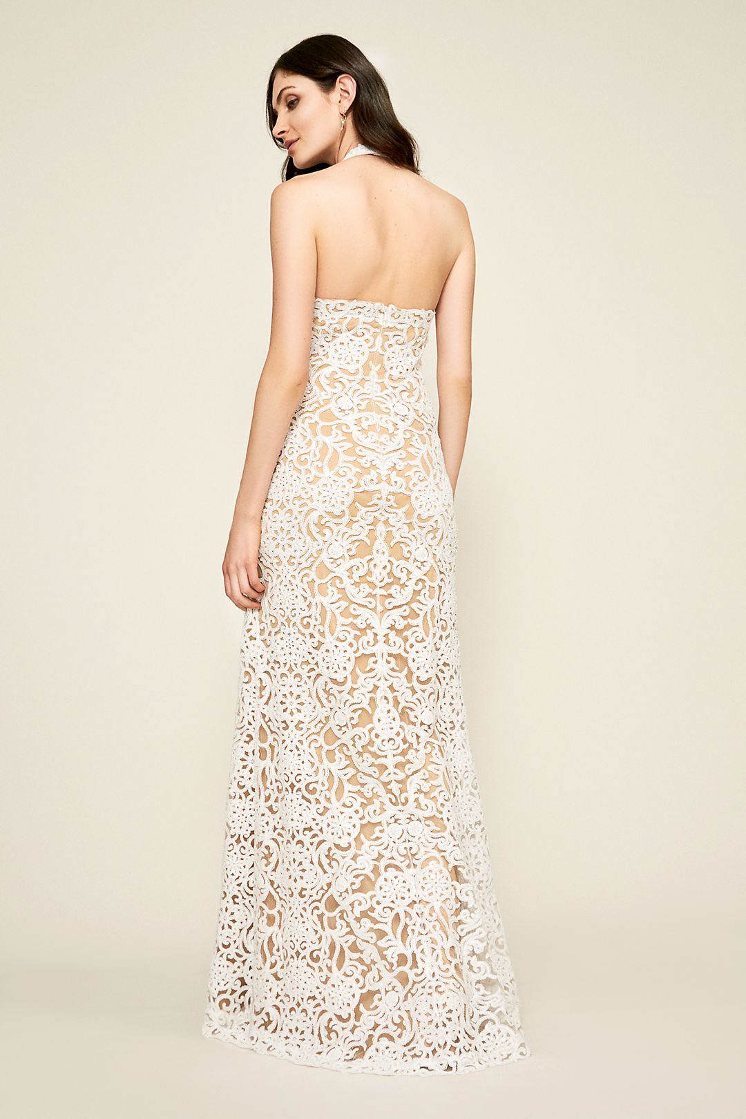 Elanor Sequin Embroidered Halter Wedding Dress Image 2