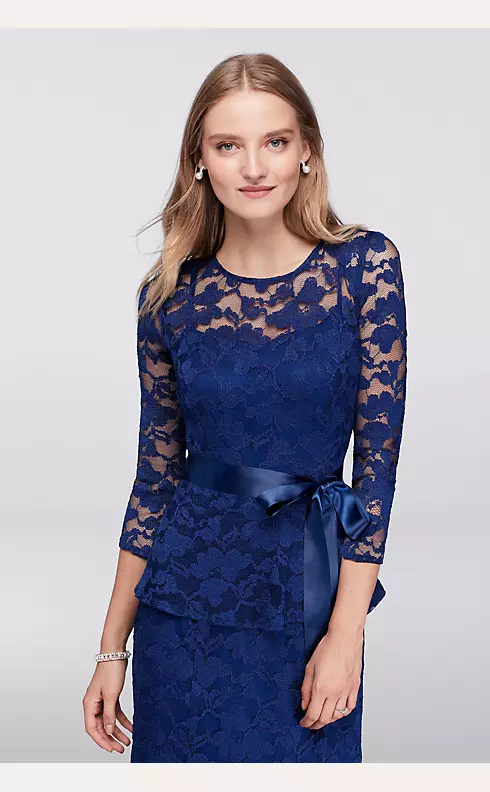 Mock 2-Piece Gown with Illusion Lace Neckline Image 3
