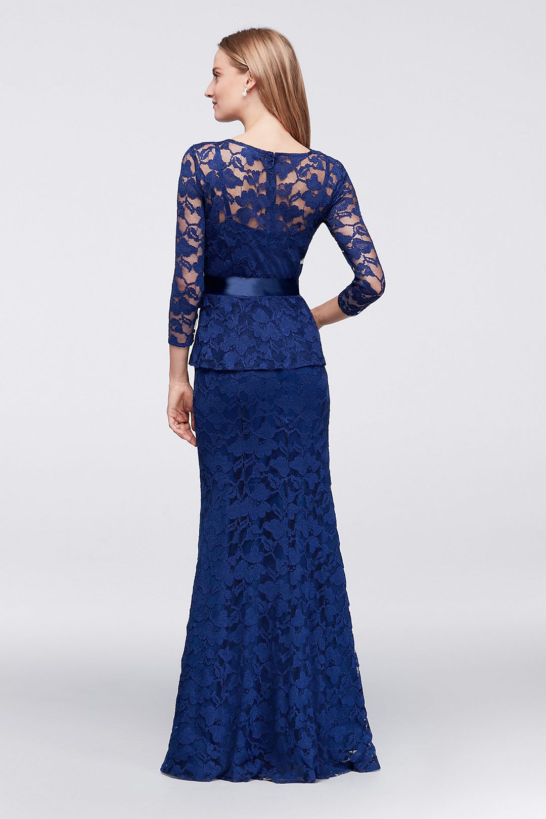 Mock 2-Piece Gown with Illusion Lace Neckline Image 4