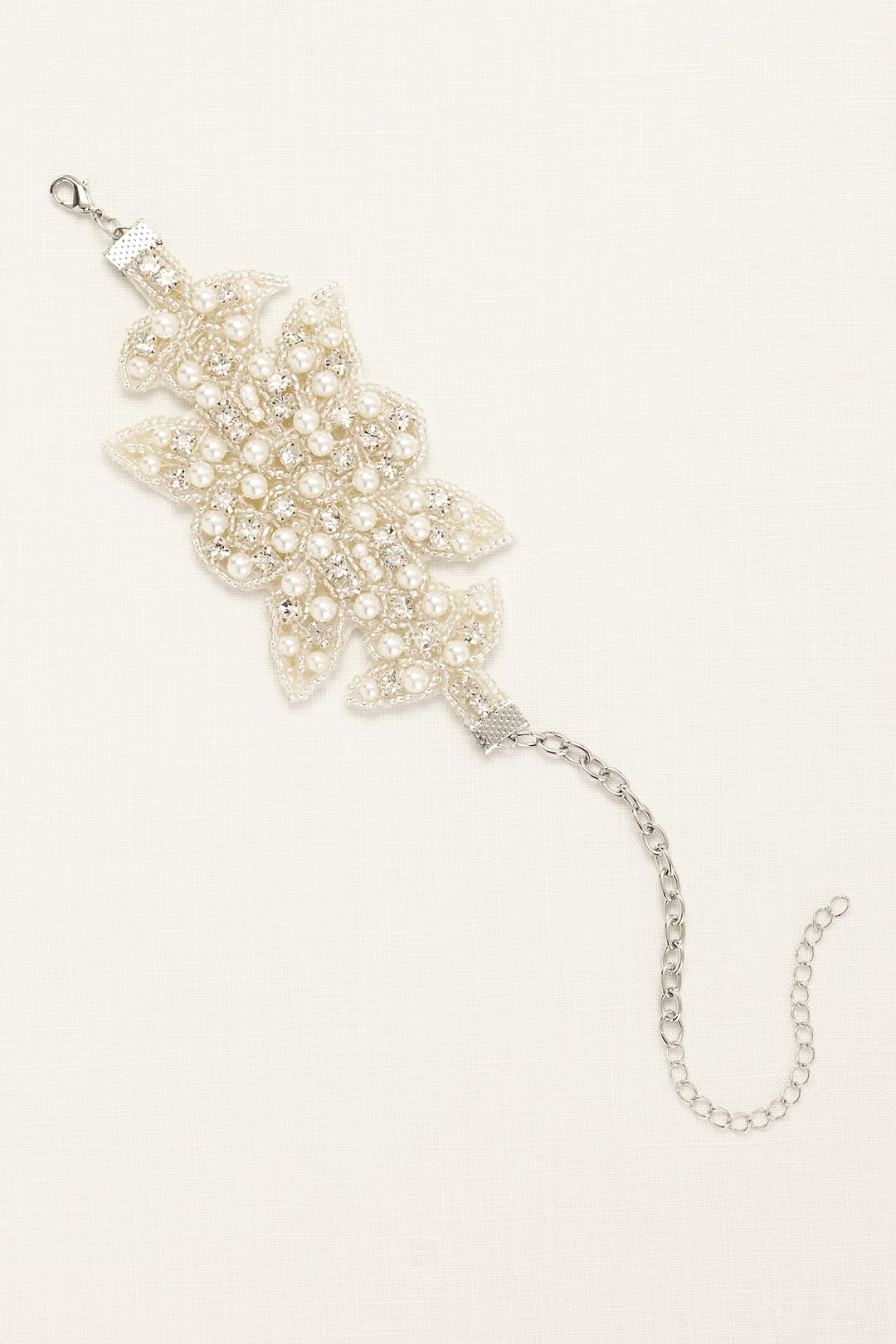 Pearl and Crystal Embellished Fabric Bracelet Image 2