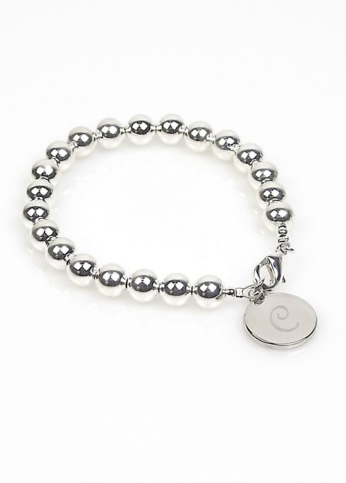 Personalized Silver Bead Bracelet Image