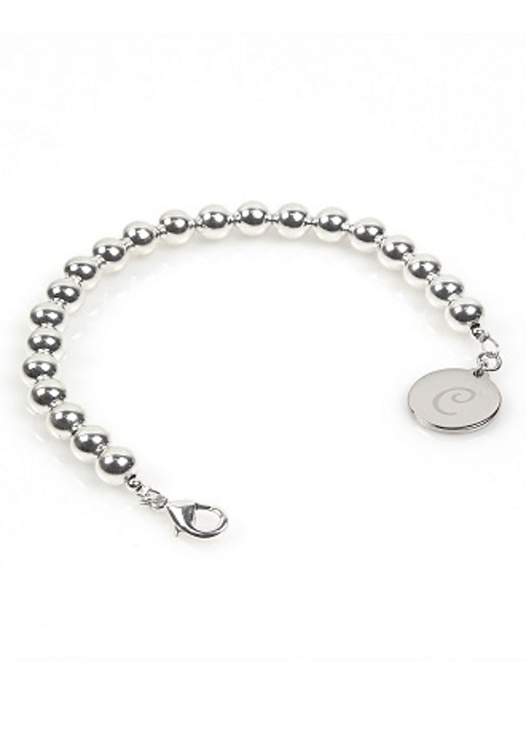 Personalized Silver Bead Bracelet Image 3