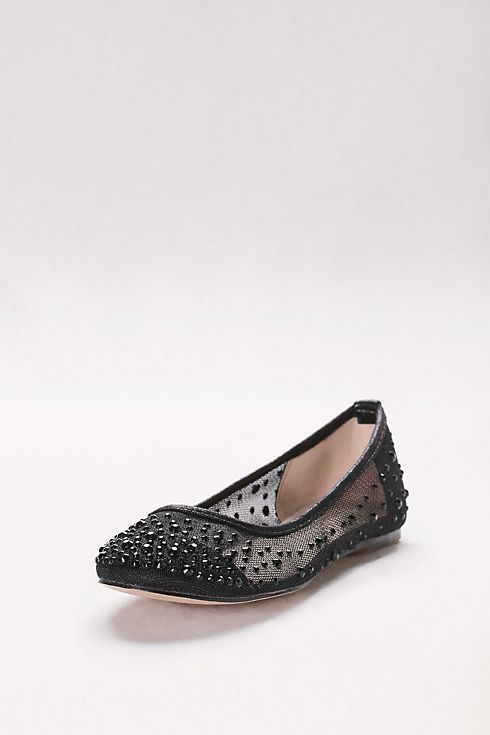 Mesh Ballet Flats with Scattered Crystals Image