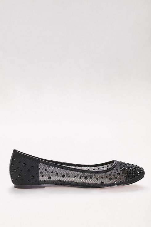Mesh Ballet Flats with Scattered Crystals Image 3