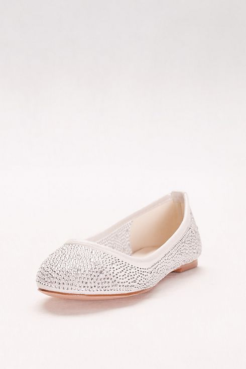 Mesh and Scattered Crystal Ballet Flats  Image 1