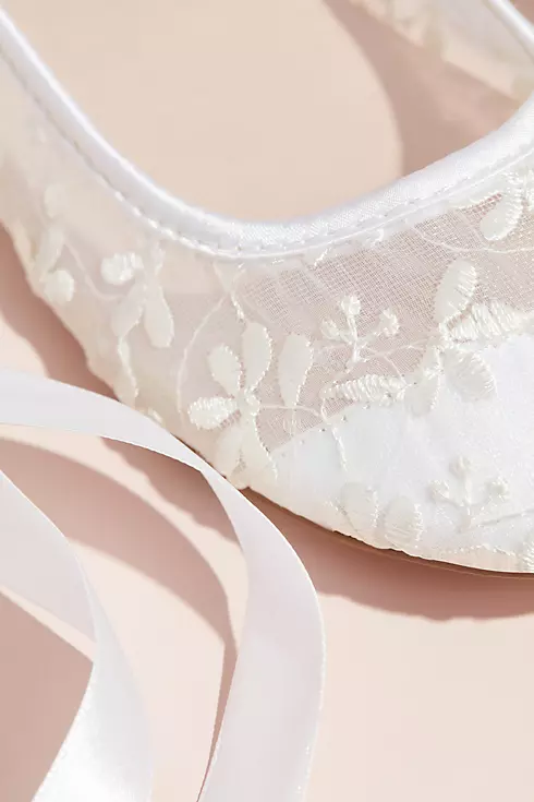 Embroidered Lace-Up Floral Illusion Ballet Flats Image 4