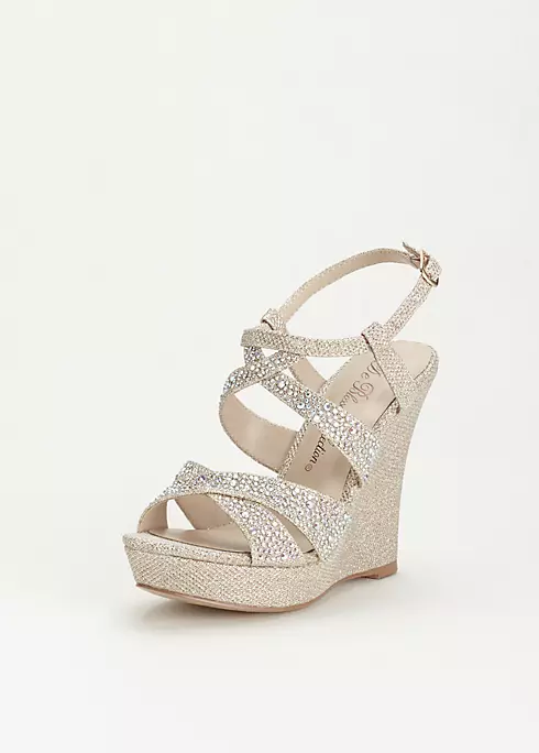 High Heel Wedge Sandal with Crystal Embellishment Image 1