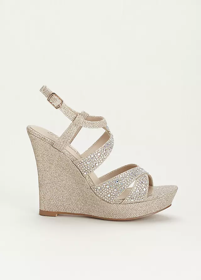 High Heel Wedge Sandal with Crystal Embellishment Image 3
