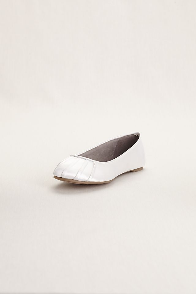Dyeable Satin Pleated Toe Ballet Flat | David's Bridal