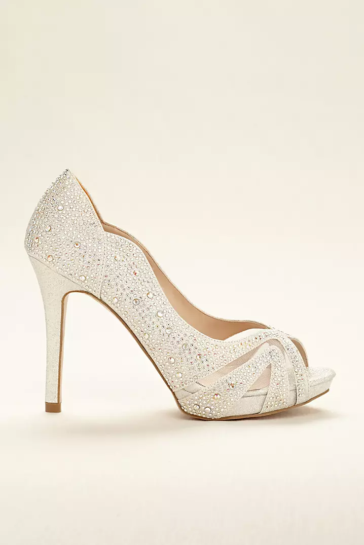 Scalloped Edge Peep Toe High Heel | David's Bridal Scalloped Edge Peep Toe High Heel | David's Bridal
