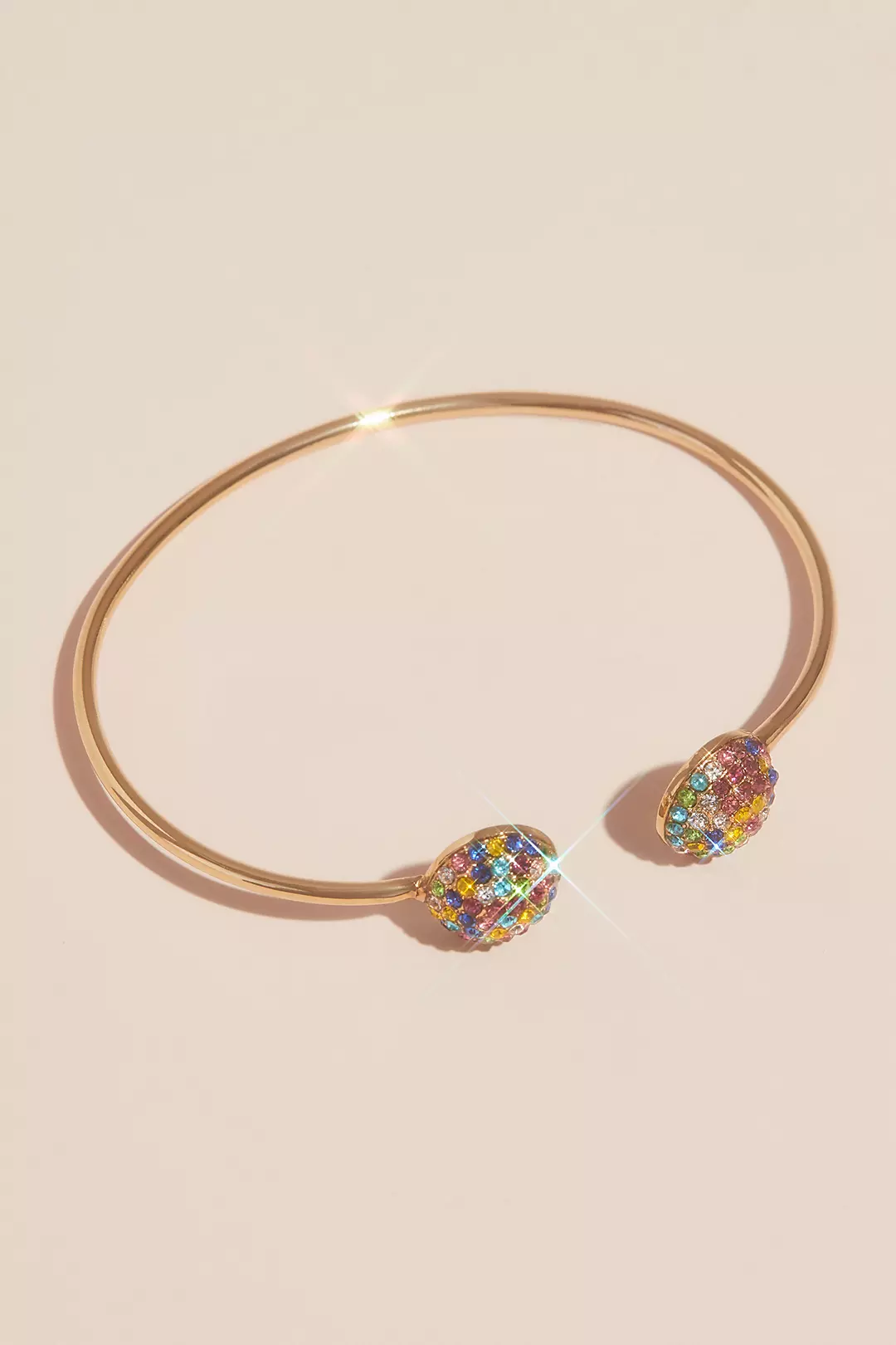 Rainbow Pave Crystal Button Cuff Bracelet Image