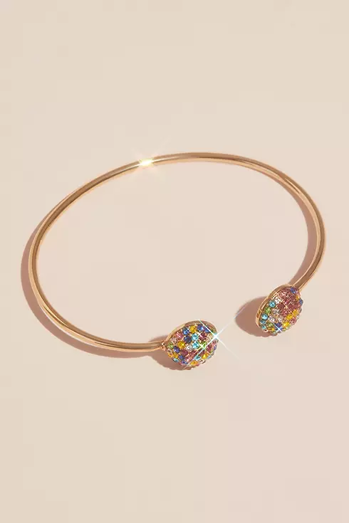 Rainbow Pave Crystal Button Cuff Bracelet Image 1