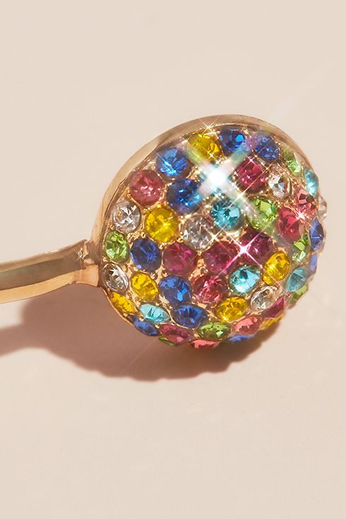Rainbow Pave Crystal Button Cuff Bracelet Image 4