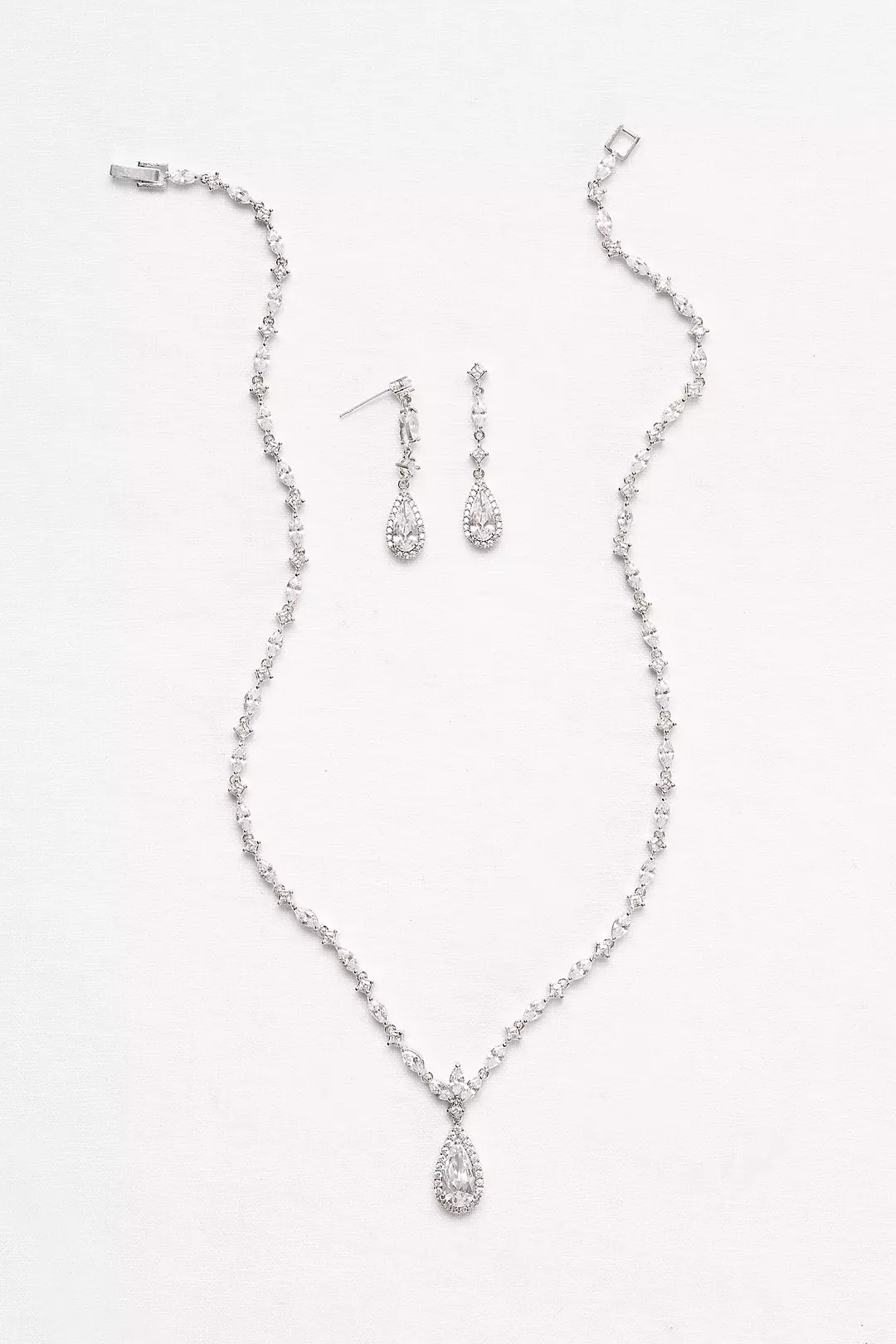 Dainty Cubic Zirconia Necklace and Earring Set  Image