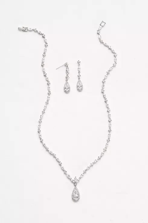 Dainty Cubic Zirconia Necklace and Earring Set  Image 1