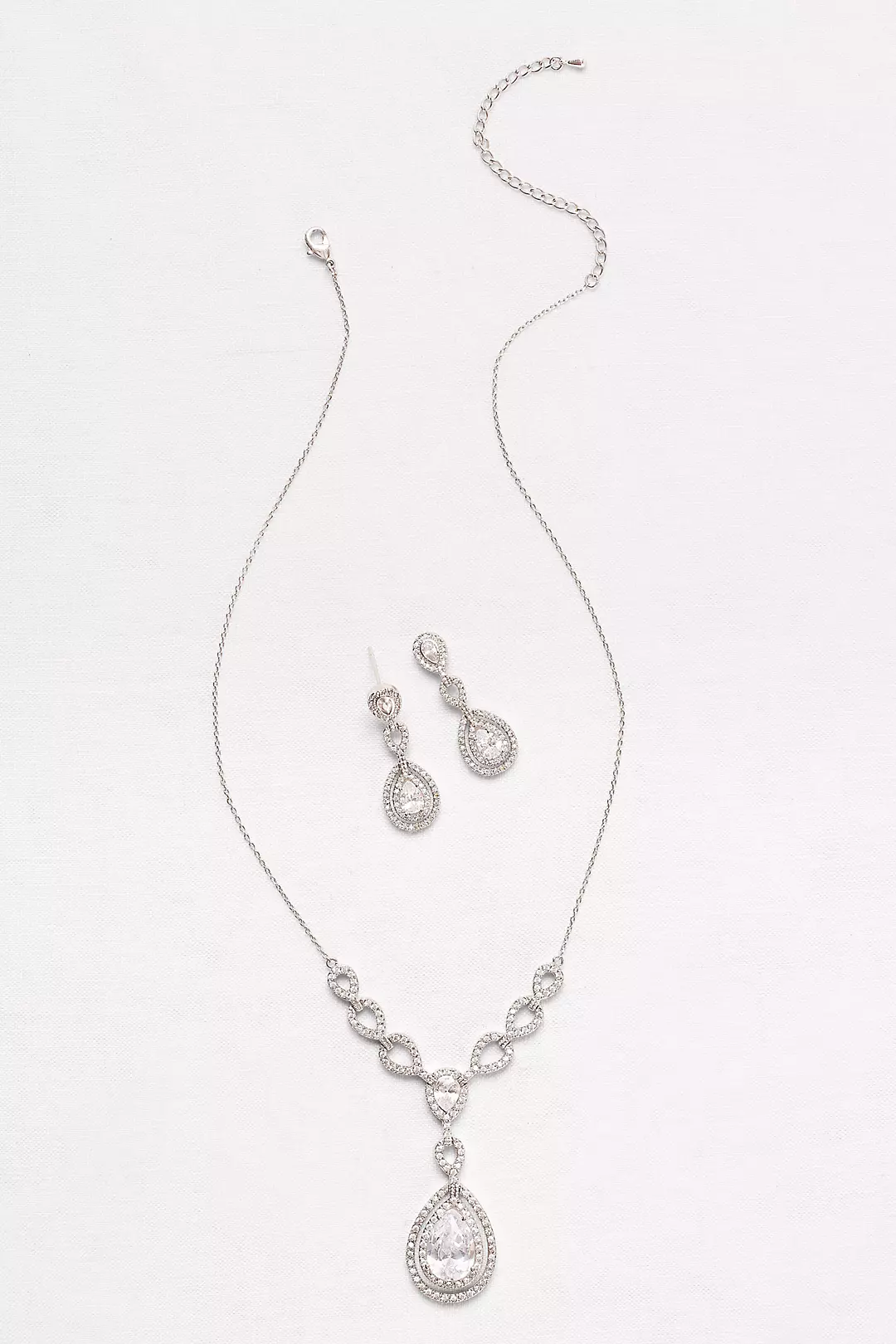 Layered Cubic Zirconia Necklace and Earring Set   Image