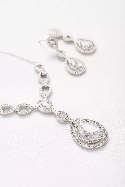 Layered Cubic Zirconia Necklace and Earring Set   Image 2