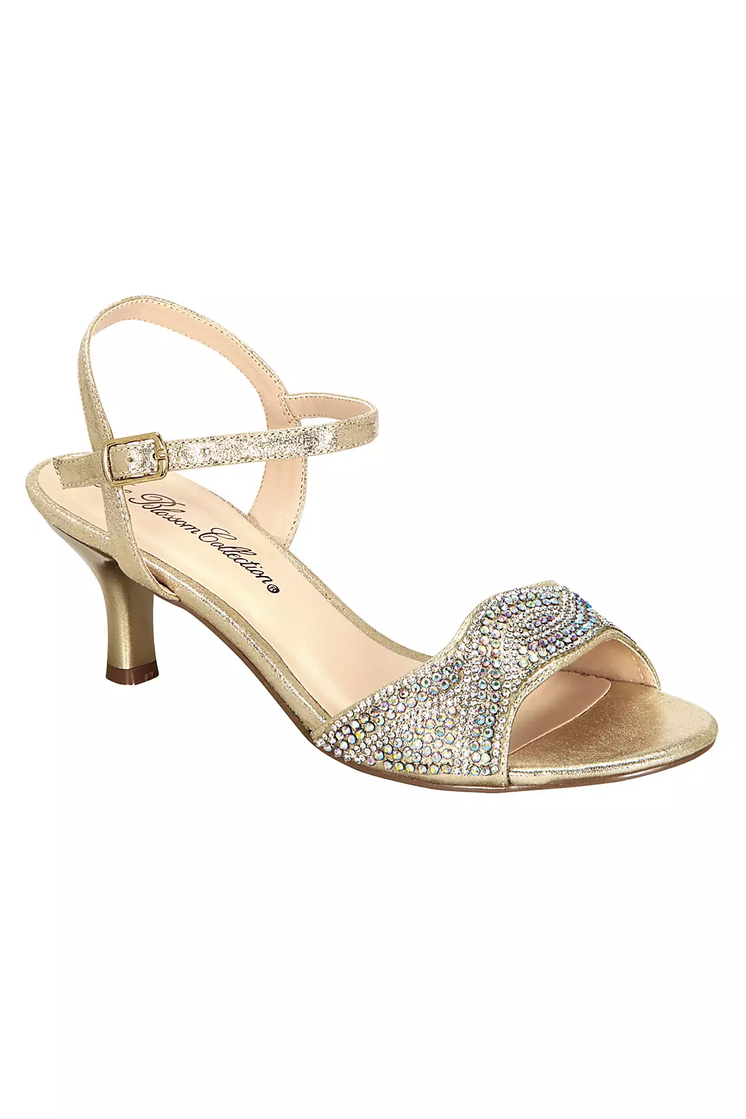Low Heel Quarter Strap Sandal with AB Crystals Image