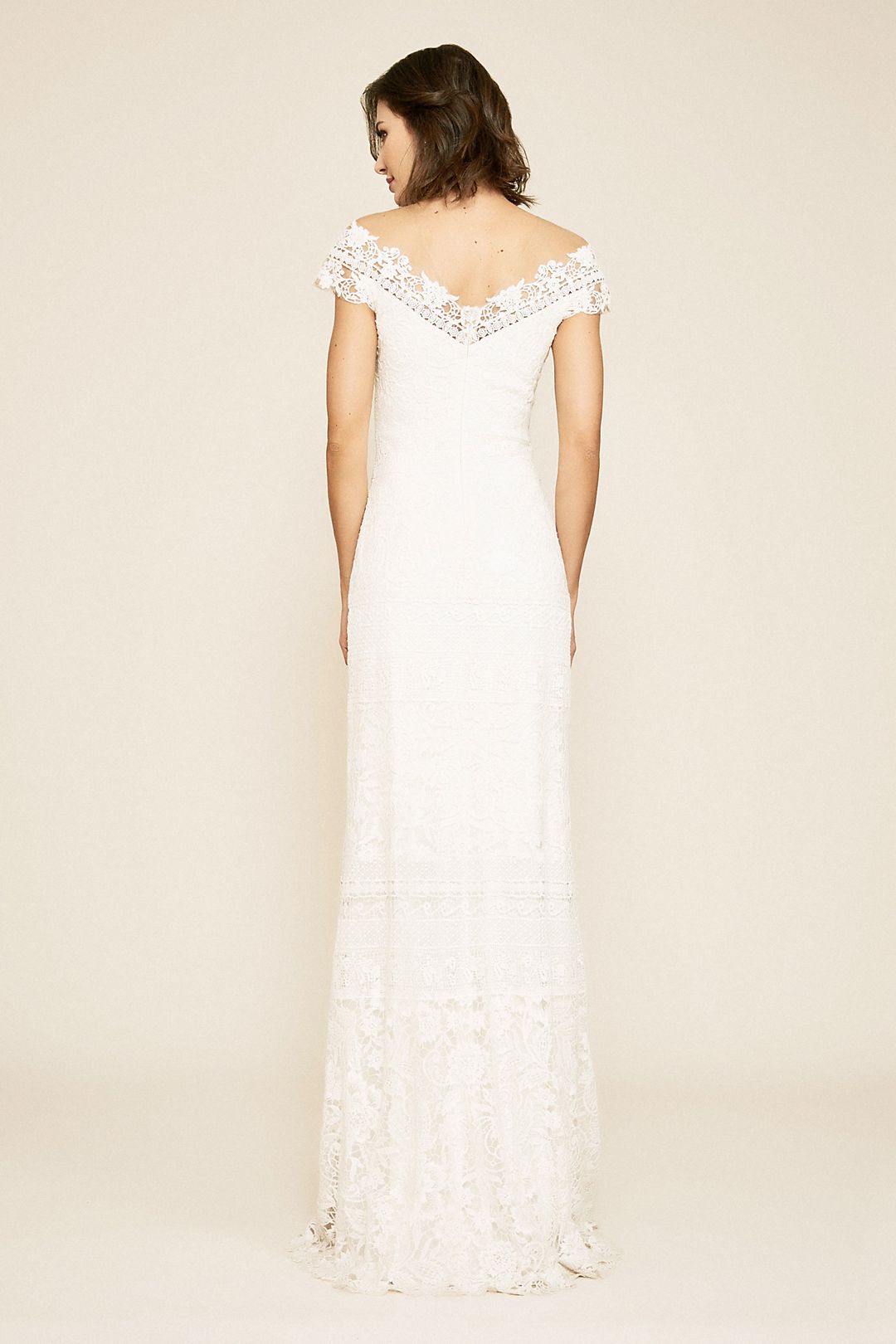 Joelle Mixed Lace Cap Sleeve Sheath Wedding Dress Image 2