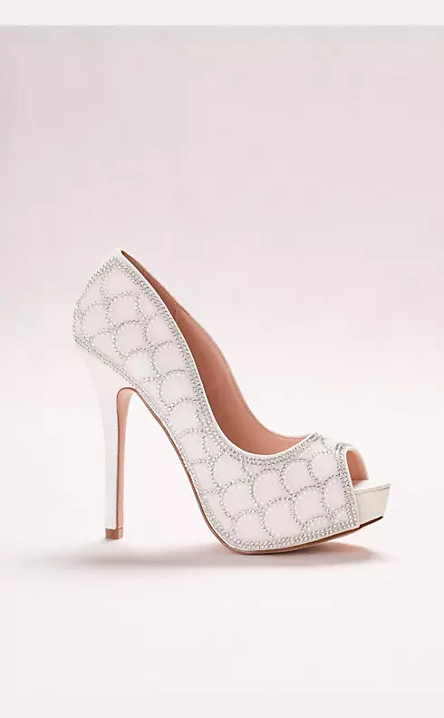 Peep-Toe Pump with Crystal Scalloping Image 3
