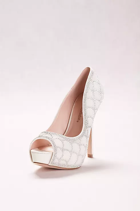 Peep-Toe Pump with Crystal Scalloping Image 1