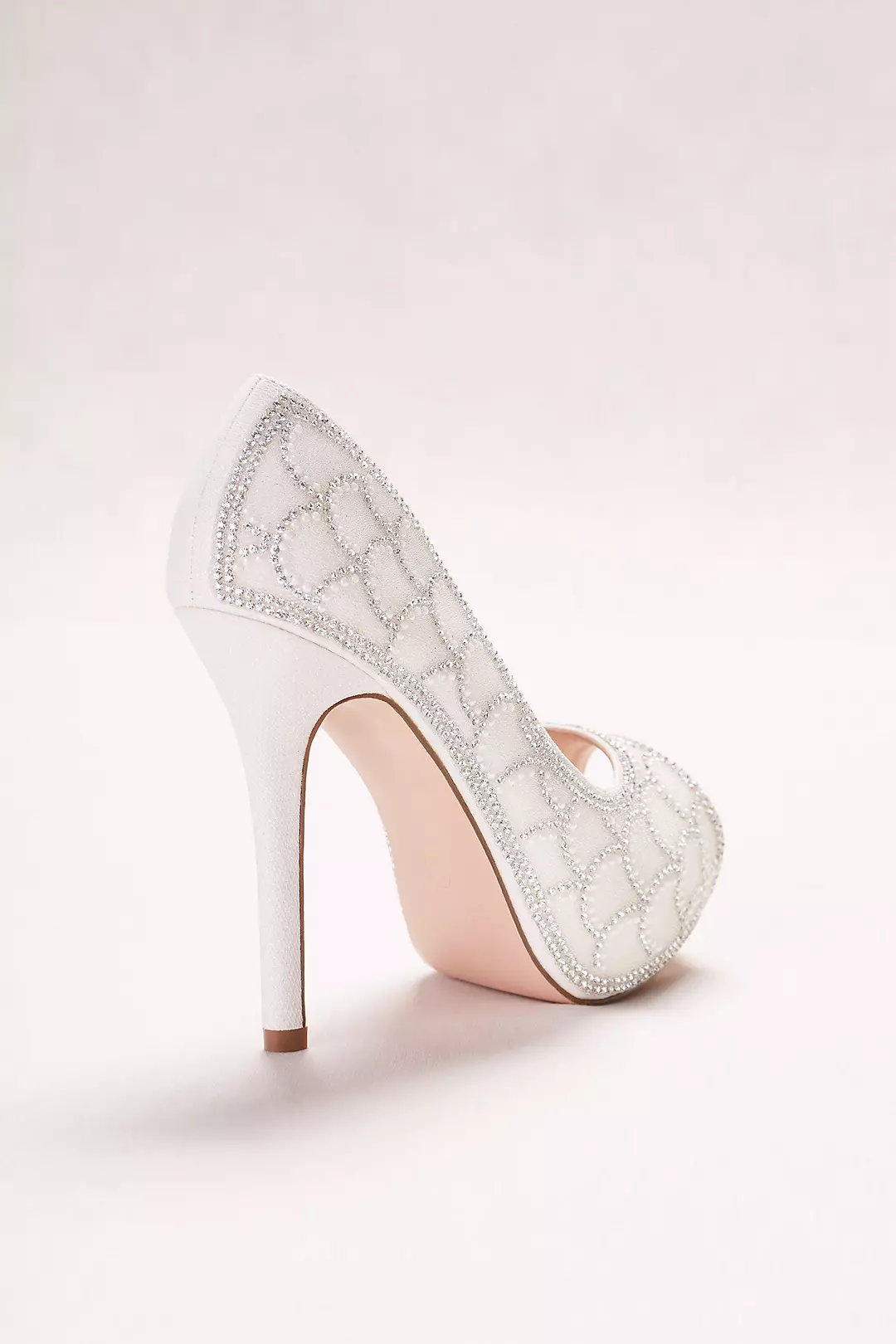 Peep-Toe Pump with Crystal Scalloping Image 2