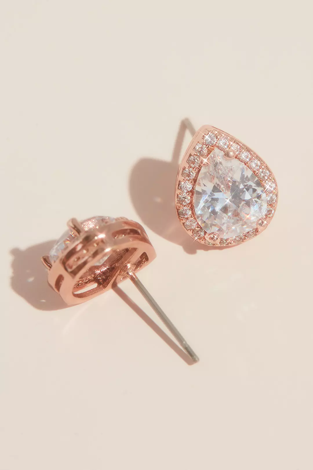 Pear-Shaped Cubic Zirconia Halo Studs Image