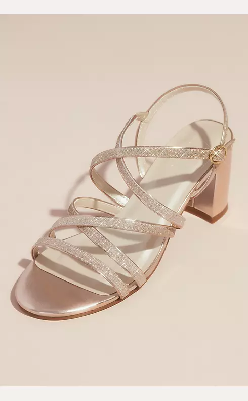 Metallic Block Heel Sandals with Glitter Straps Image 1