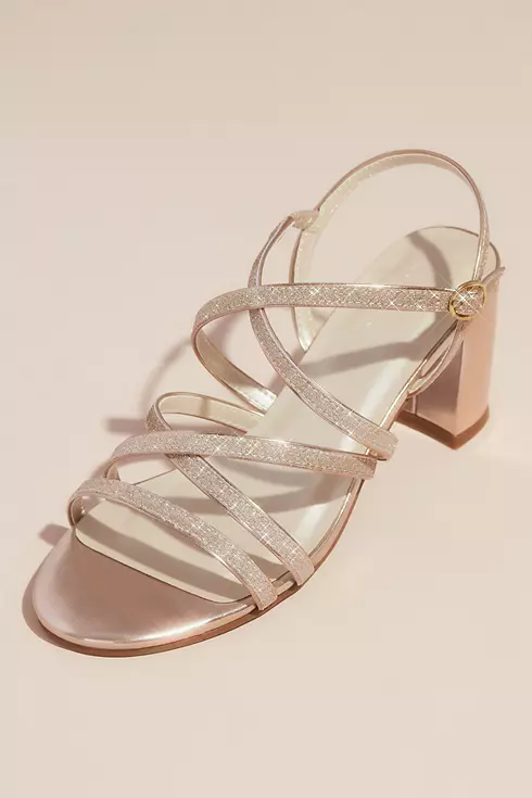 Metallic Block Heel Sandals with Glitter Straps Image 1