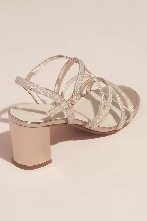 Metallic Block Heel Sandals with Glitter Straps Image 2