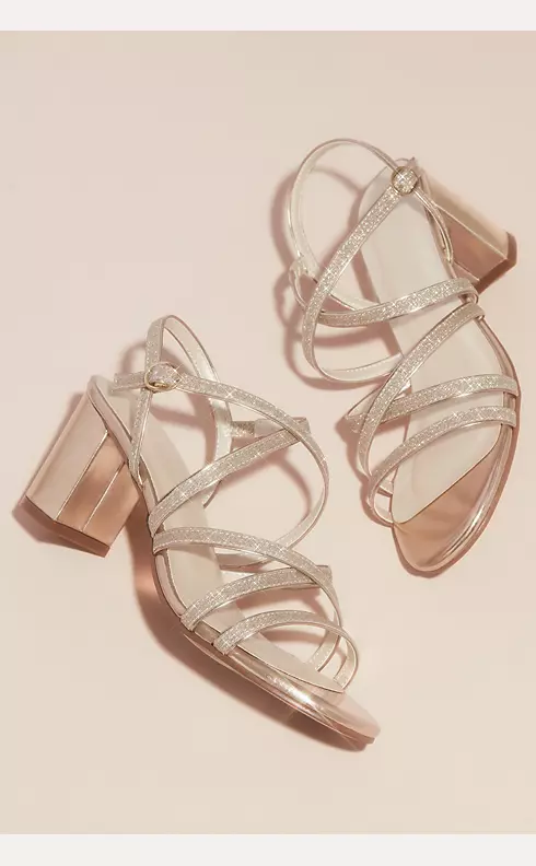 Metallic Block Heel Sandals with Glitter Straps Image 3