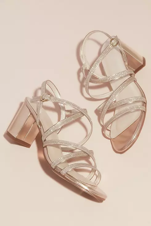 Metallic Block Heel Sandals with Glitter Straps Image 3