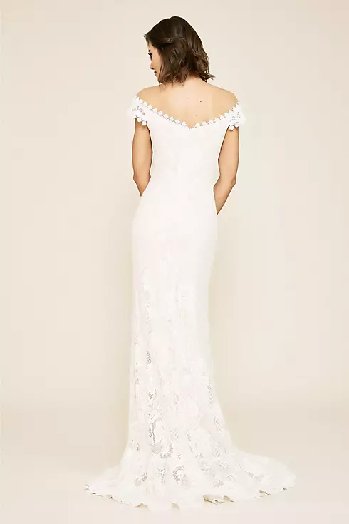 Joliet Ruffle Slit Lace Sheath Wedding Dress Image 2