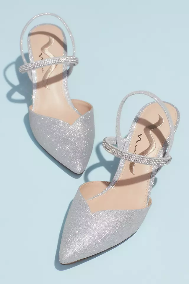 Glitter Crystal Strap Slingback D'Orsay Heels Image 3