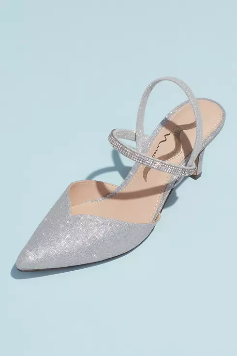 Glitter Crystal Strap Slingback D'Orsay Heels Image 1