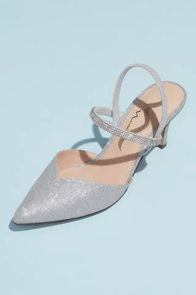 Glitter Crystal Strap Slingback D'Orsay Heels Image