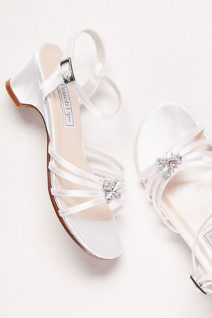 Touch Ups White Flowergirl Shoes (Girls Dyeable Betsy Sandals with Crystal Ornament)
