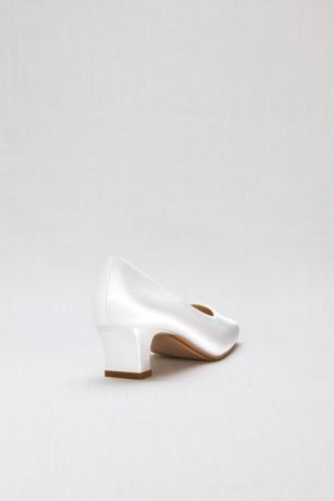 white satin pumps low heel